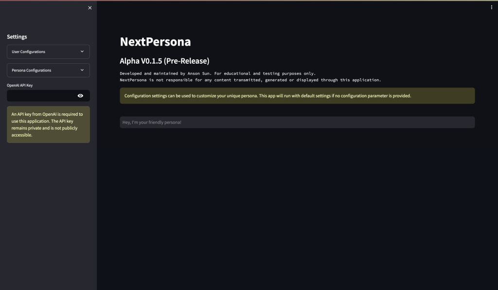 Figure 1. NextPersona&rsquo;s main page.